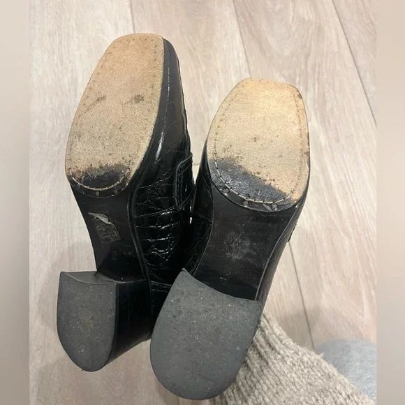 Nicole Saldana embossed black heeled loafer - Picture 6 of 9